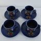 Vintage coffee set - blue and red flower patterns