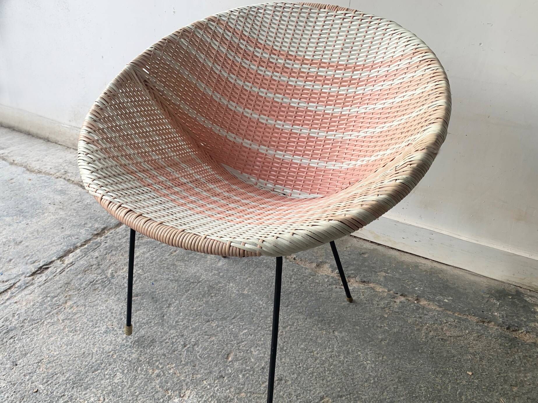 Vintage Mid-Century woven Sputnik  bucket chair
