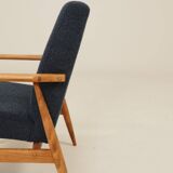 Scandinavian armchair in navy blue bouclé design by H. Lis