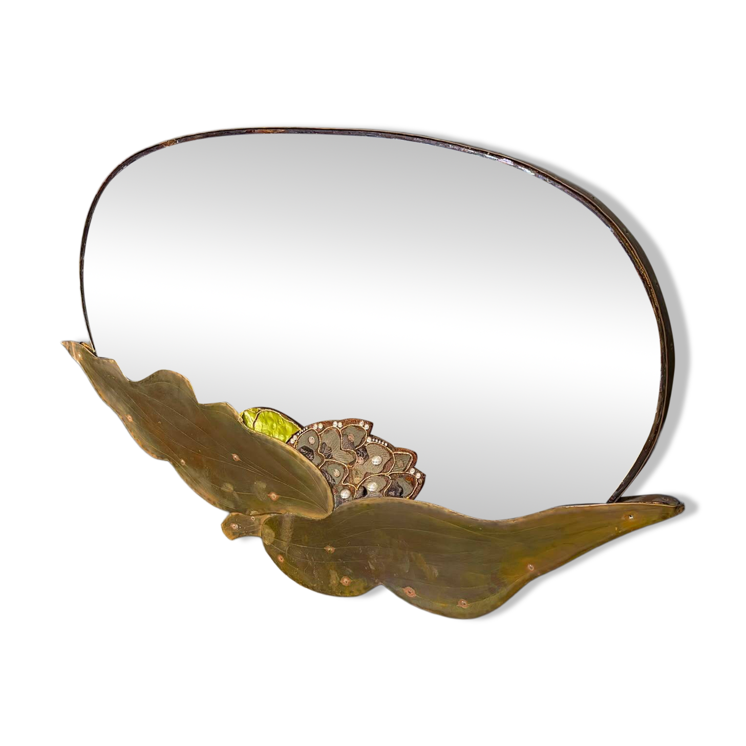 Vintage brass floral mirror, 1960s