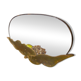 Miroir floral en laiton vintage, années 1960