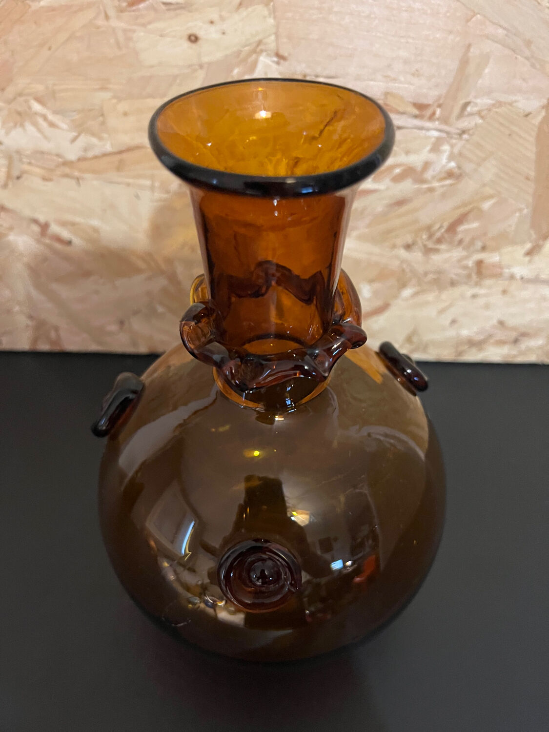 Amber blown glass vase