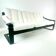 Three-seater sofa, removable cushions reupholstered in white teddy, circa 1970