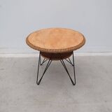 Rattan and metal coffee table, France 1950