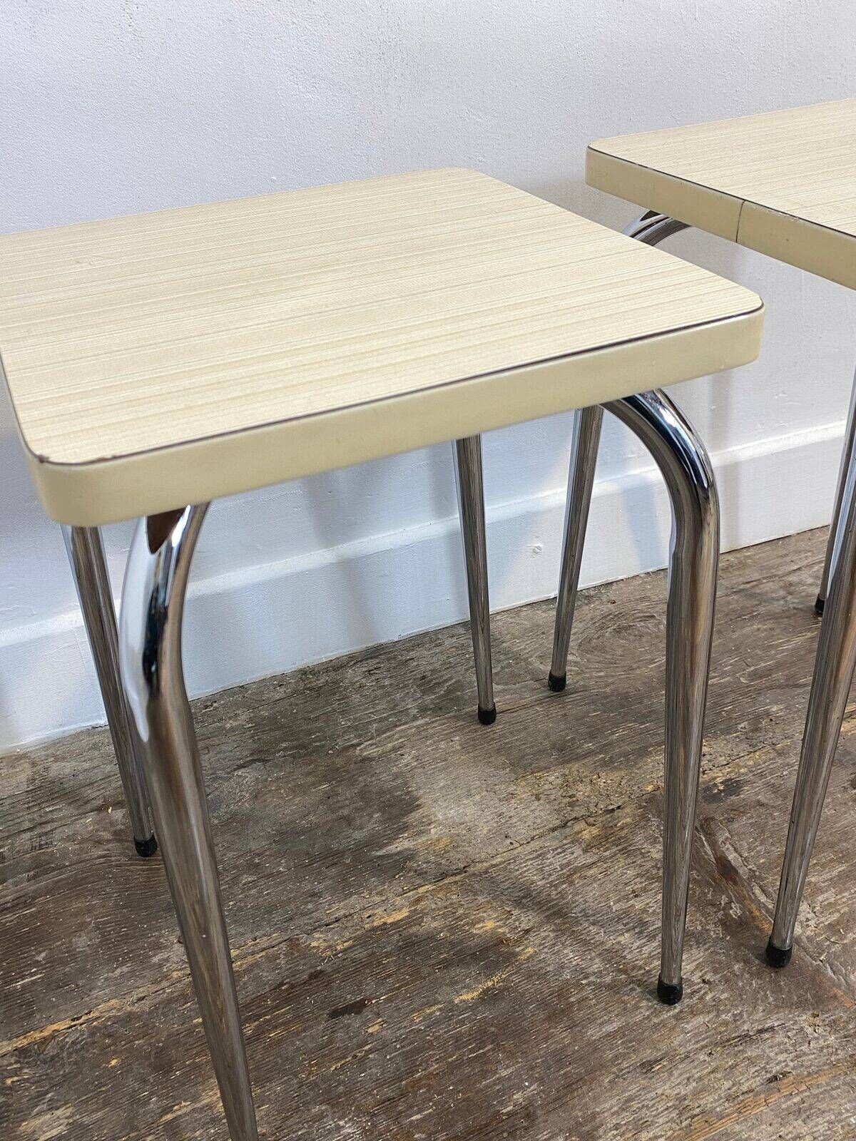 Pair of vintage stools, white formica and chrome
