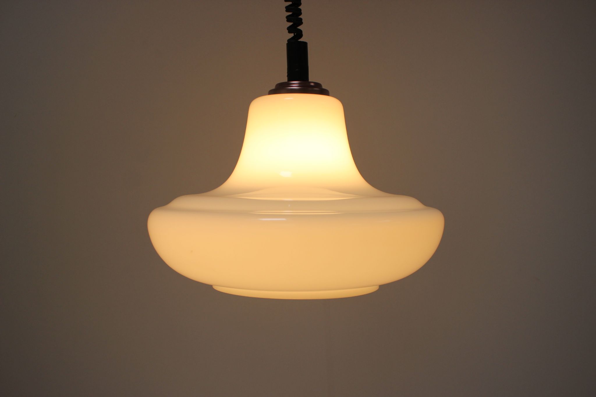 Mid-century adjustable glass pendant, 1970's