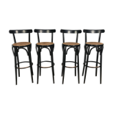 Suite of 4 bar stools in canning and blackened wood