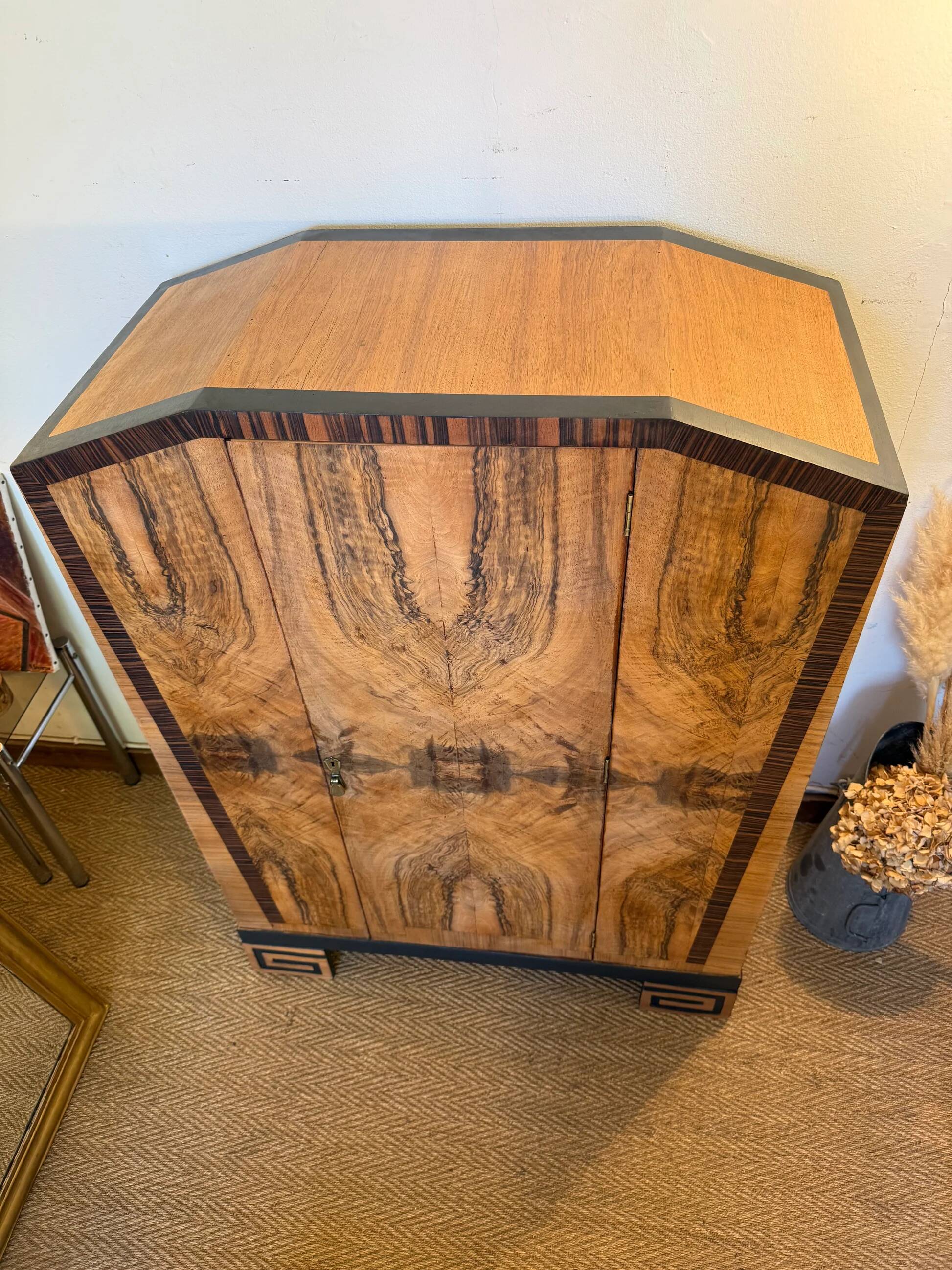 Vintage art deco storage furniture (dresser, wardrobe) in burr walnut