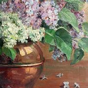 Oil still life bouquet flowers frame montparnasse Jean Verdier