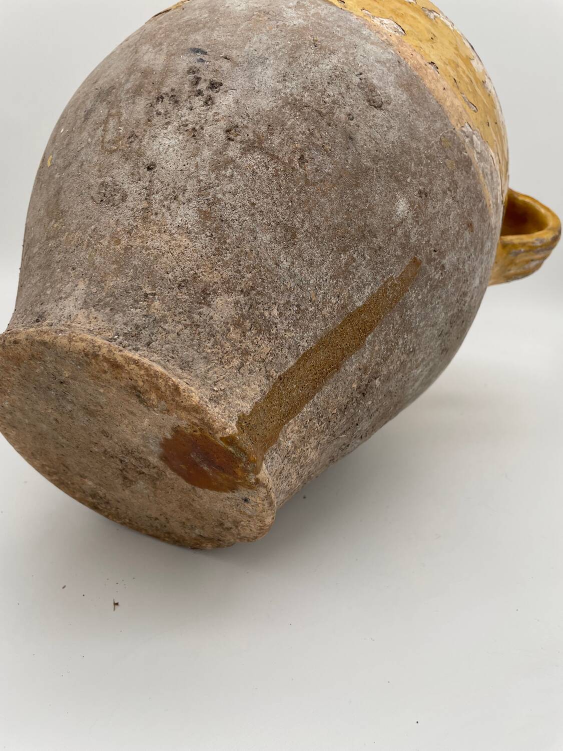 Old yellow glazed terracotta confit pot 19th century France
