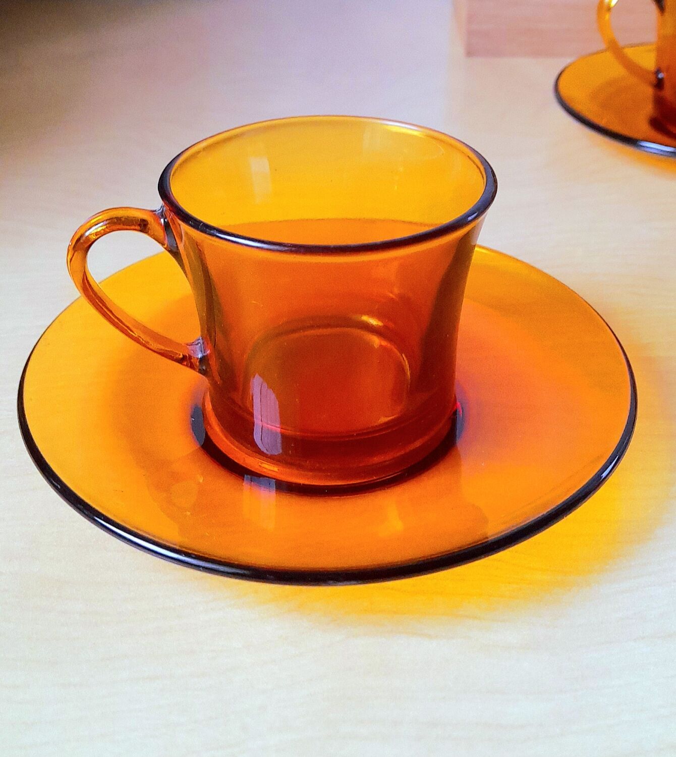 Amber glass coffee cups 70s
