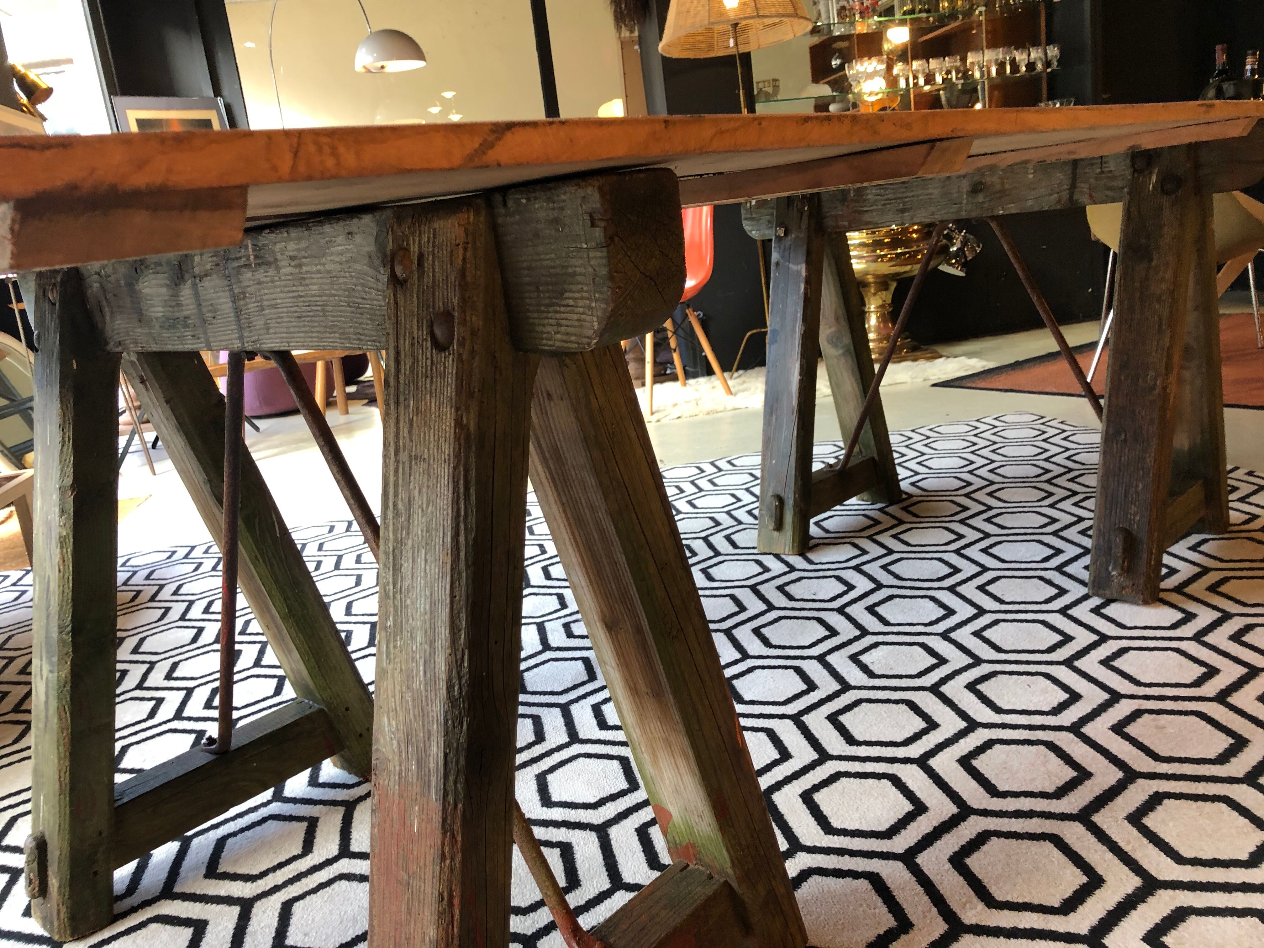 Farm table on trestles