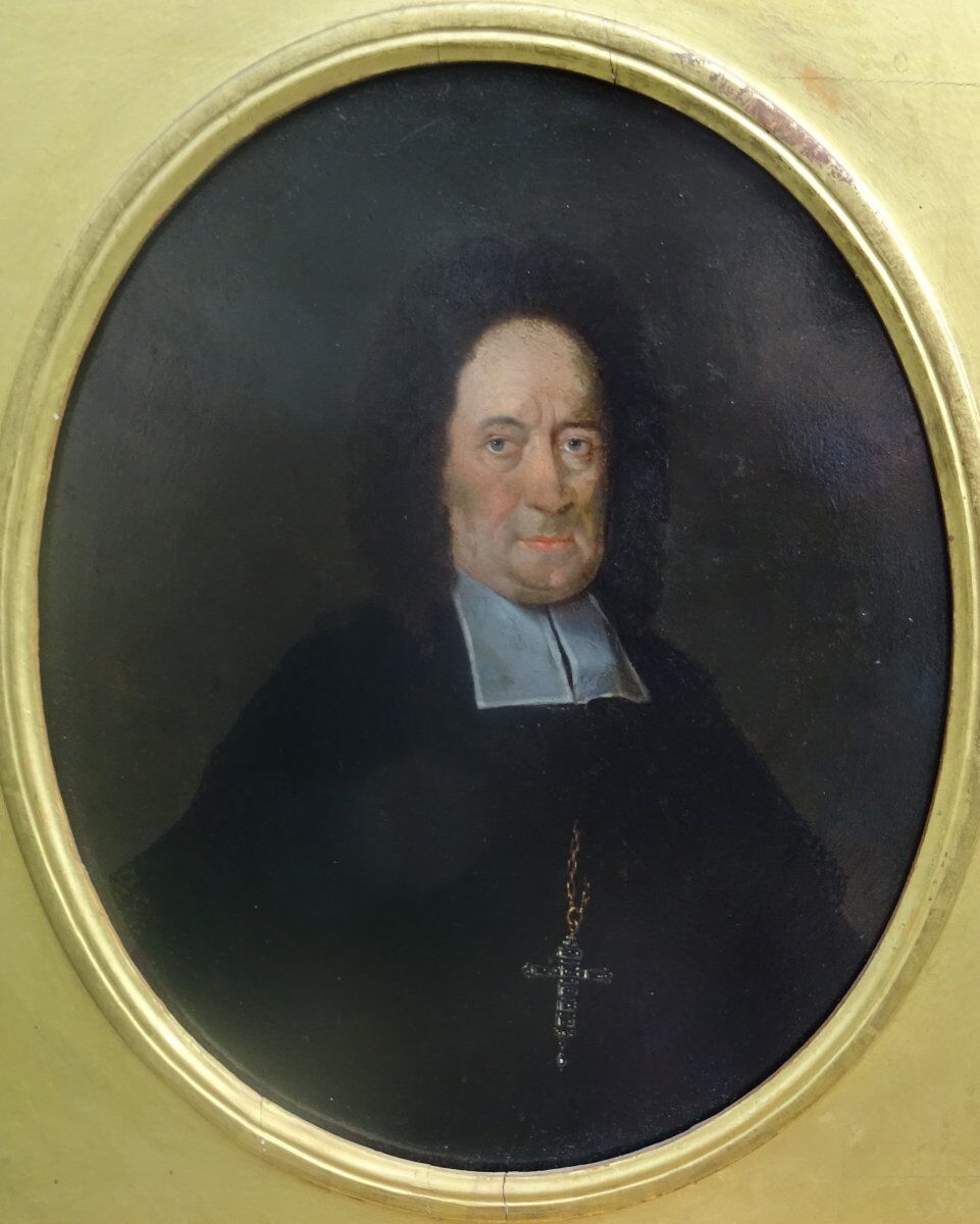 Portrait of a man prelate from the louis xiv period oil on tin end xviith century