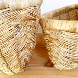 Vintage rattan corner baskets