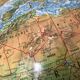 Globe Earth Scanglobe 1960 in relief, paper map and brass footing