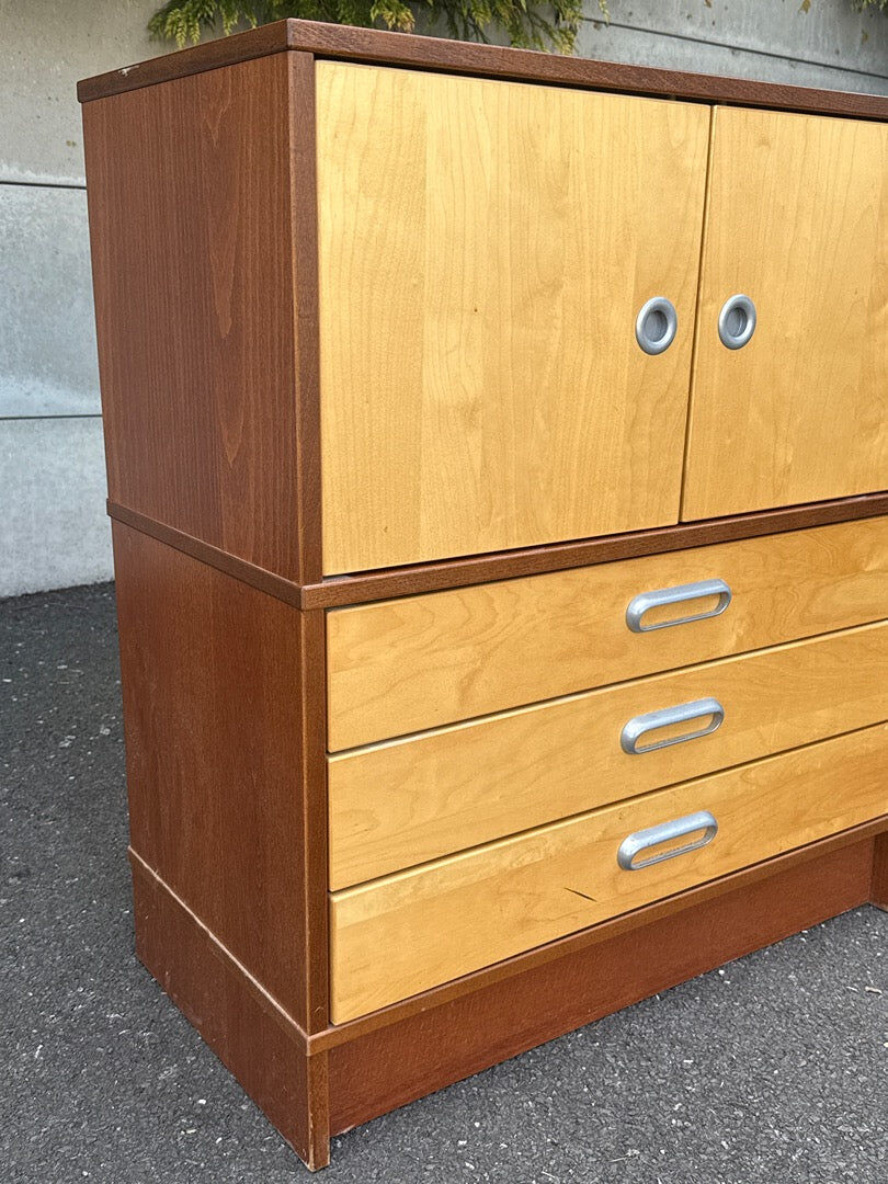 Brown storage unit – Ikea Effektiv – Storage – Two-tone wooden desk cabinet