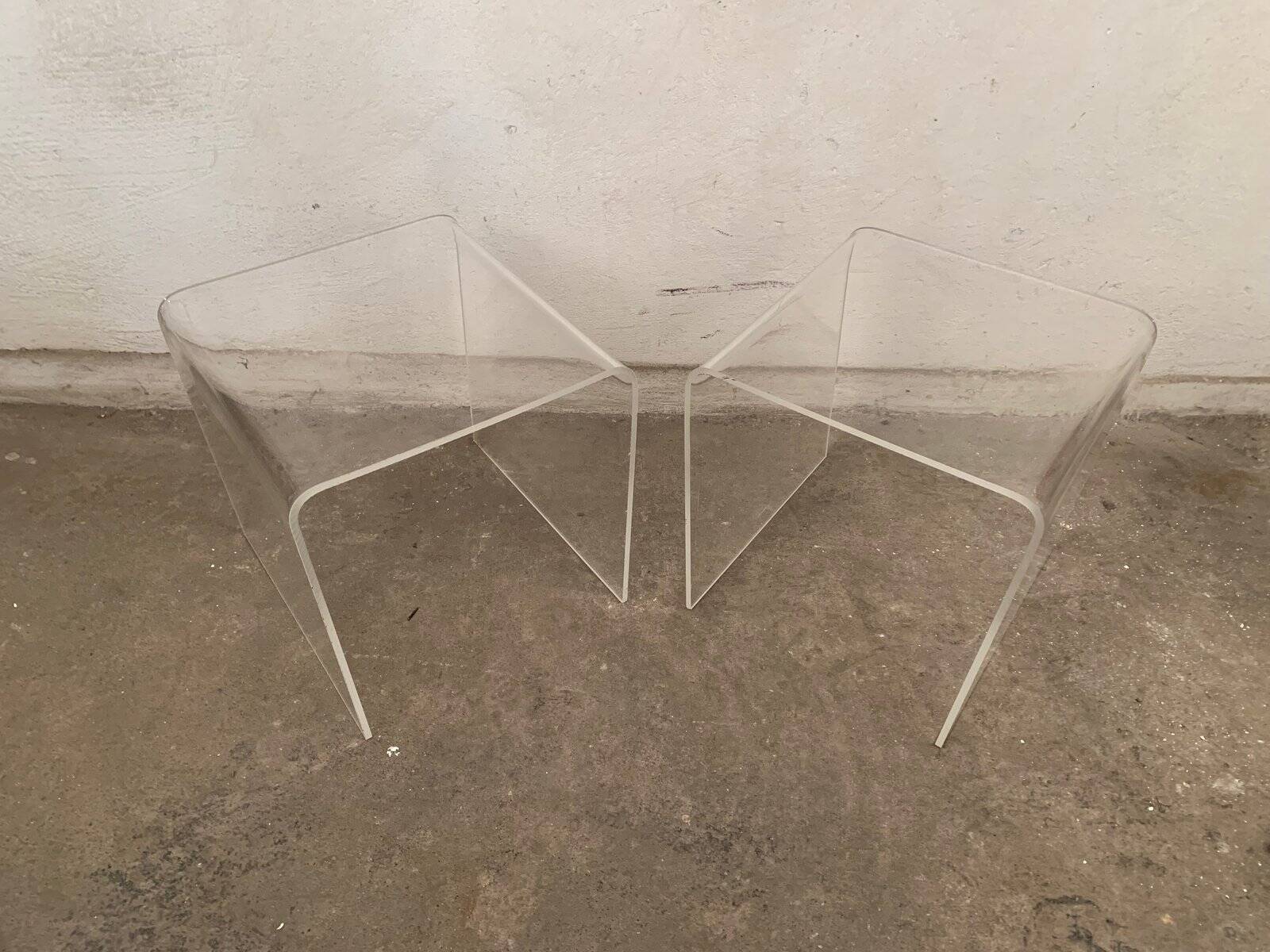 Vintage side tables in acrylic, 1970s, set of 2