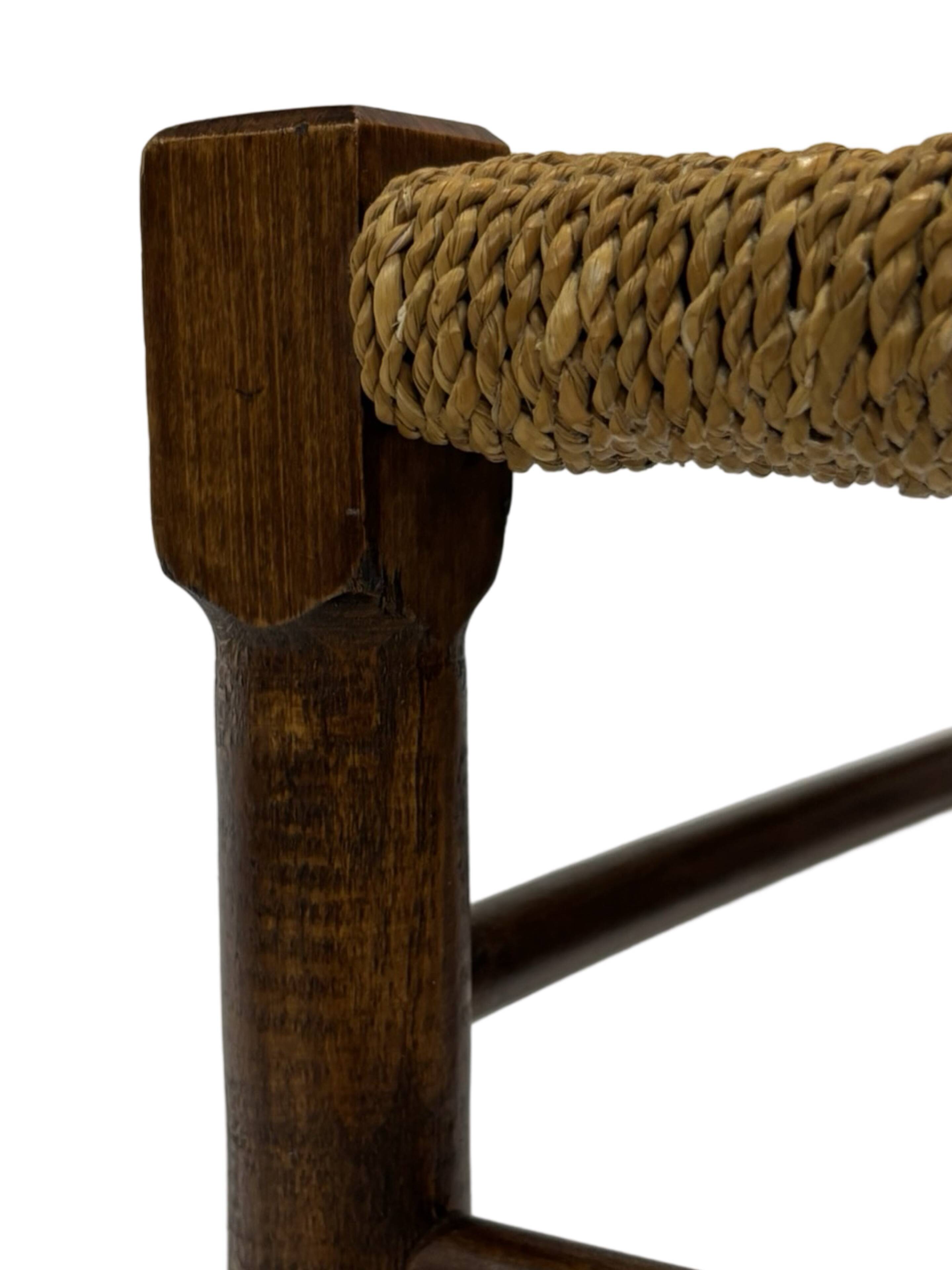 Vintage Wooden Stool With Rope Seat 60s Minimalist