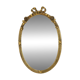 Miroir ovale français avec nœud et roses Louis XVI doré 45 cm