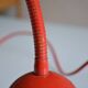 Vintage red French postmodernist desk lamp from the 1980s