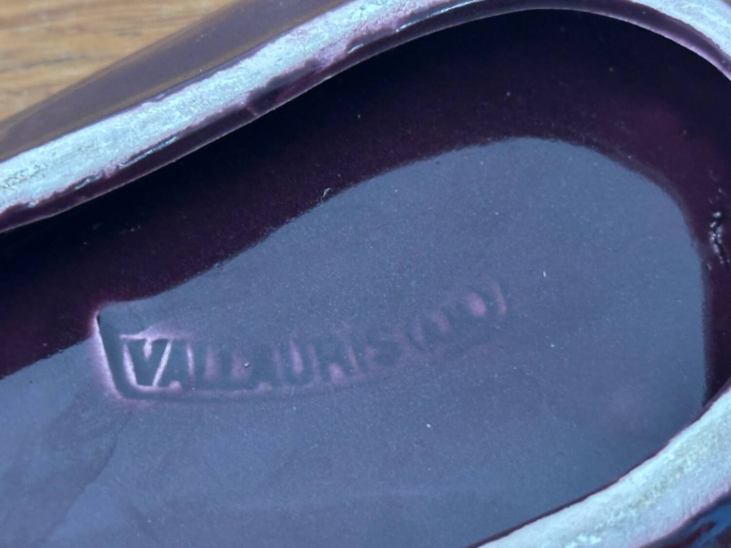 Old Vallauris aubergine ceramic vintage empty pocket bowl