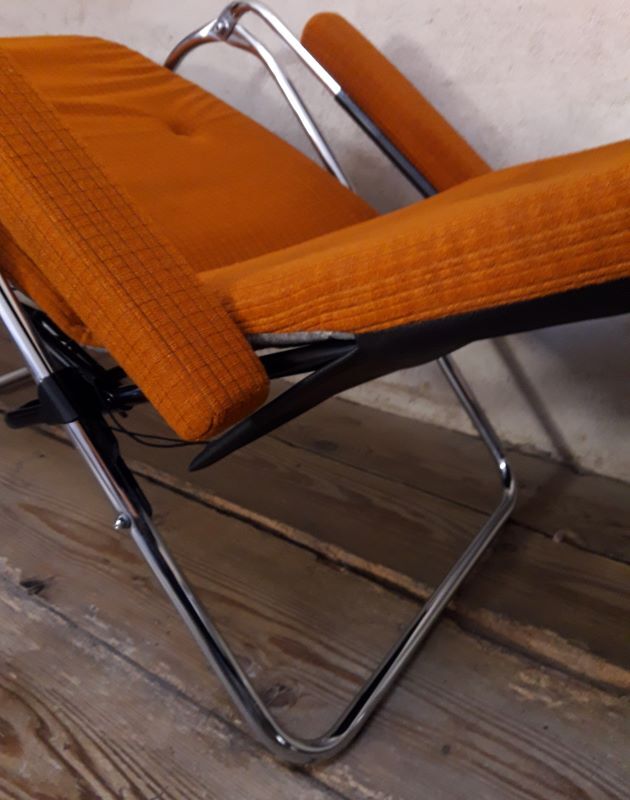 Deckchair Lama chrome vintage fabric