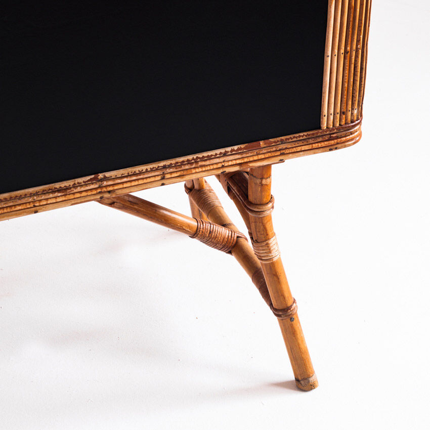 Vintage bar counter in canning and rattan. France, 50s.