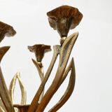 Vintage brutalist floral metal candlestick