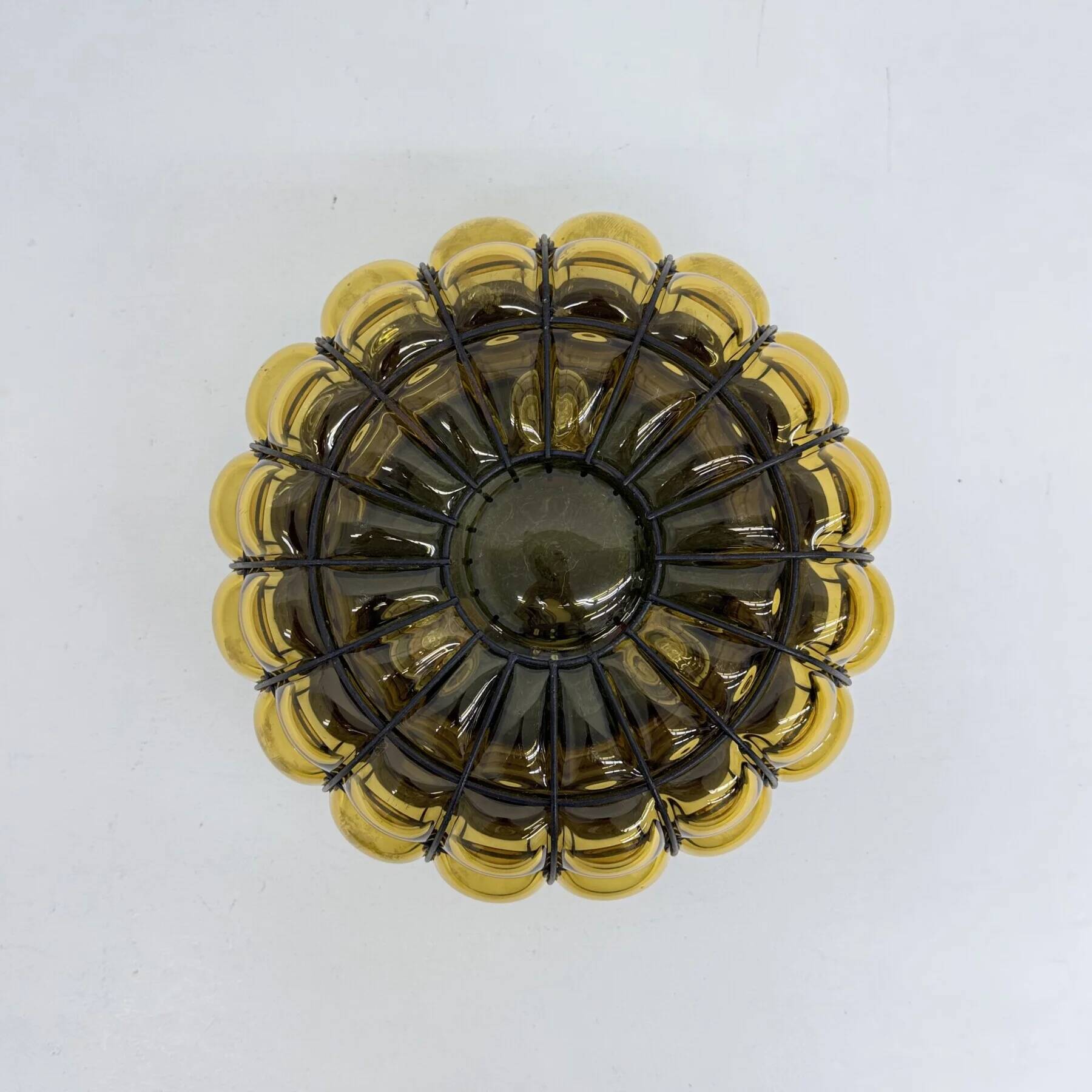 Venetian Murano caged glass flush mount with large bubbles, 1960s
