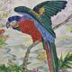 Large earthenware dish decorated with a parrot.