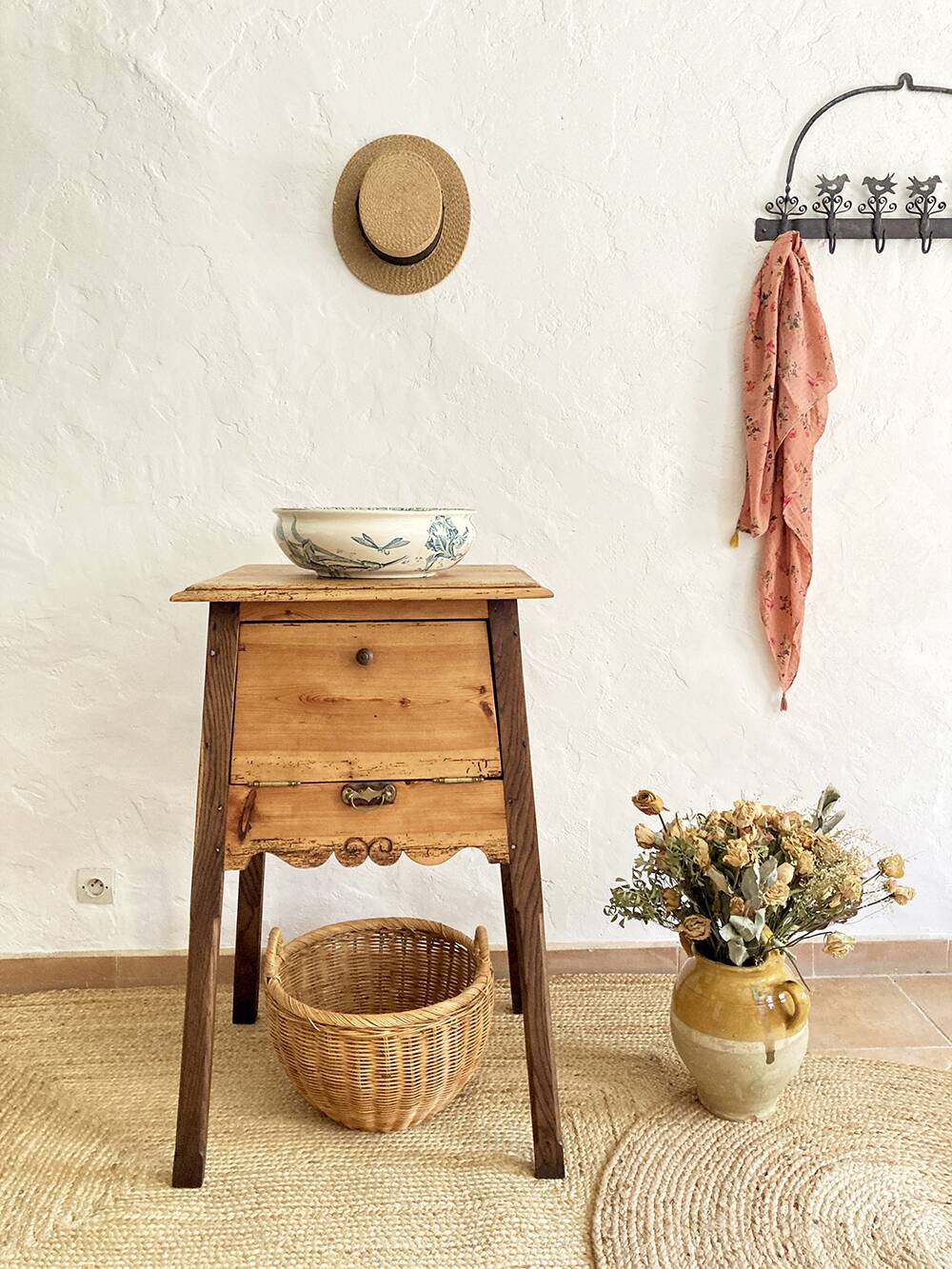 Old wooden hinged cabinet
