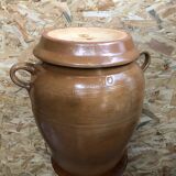 Ancien saloir pot 50l grès émaillé beige