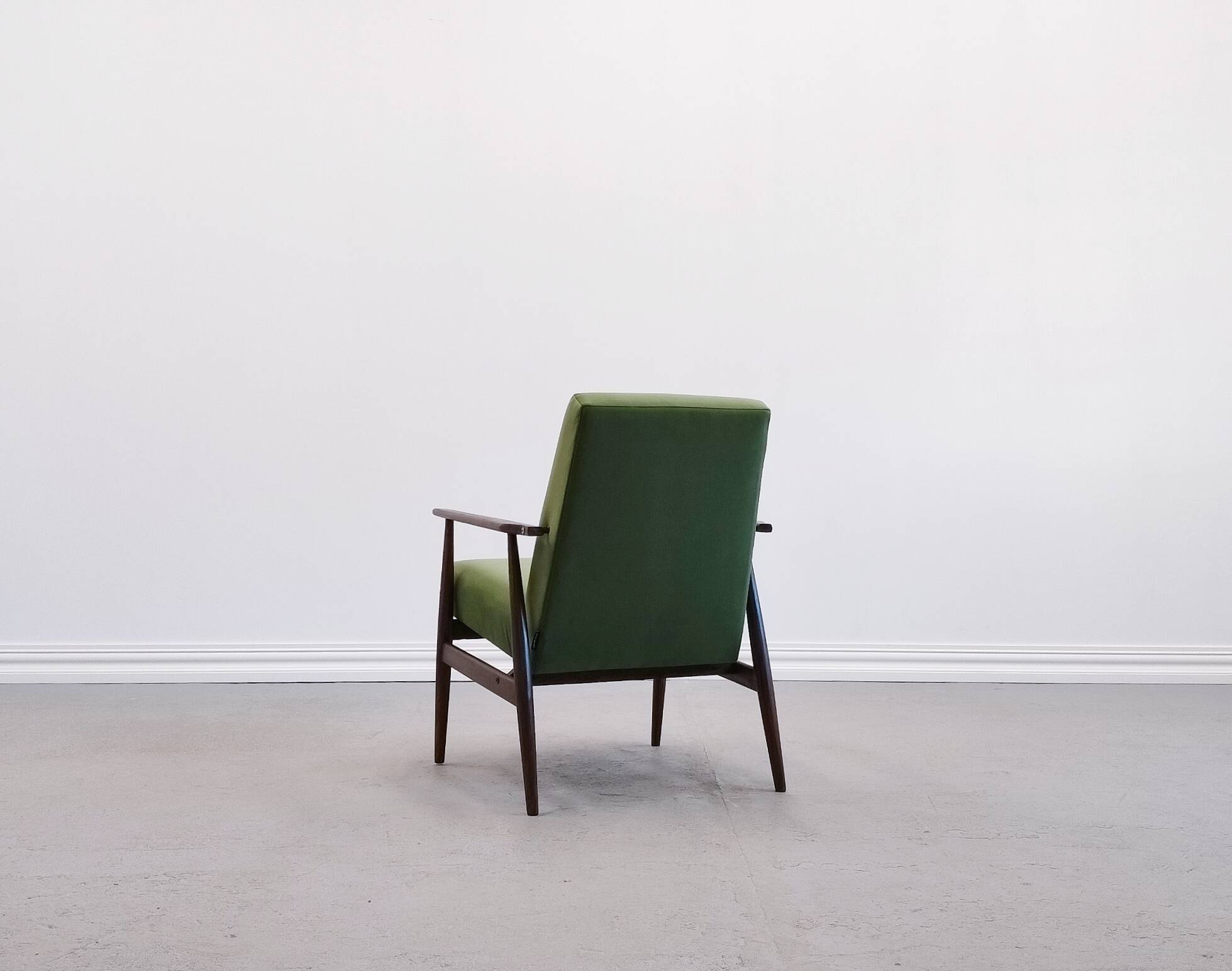 1960 Henryk Lis Mid Century Armchair in Green Velvet