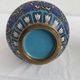 Vintage, pair of vases, Chinese, cloisonné metal, enameled, polychrome floral decor, golden hoop