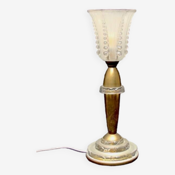 1930 brass lamp and thick glass pieces