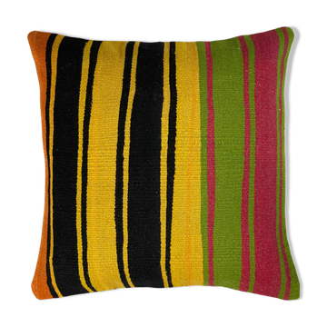 Vintage turkish kilim cushion cover, 60x60 cm