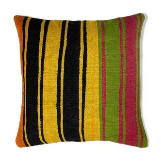 Vintage turkish kilim cushion cover, 60x60 cm