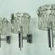 Set of four large Murano glass elements and chromed brass sconces, Italy 60