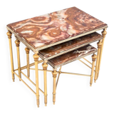 Set of tables with a marble top, France.