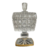 Bonbonnière vintage en verre et laiton