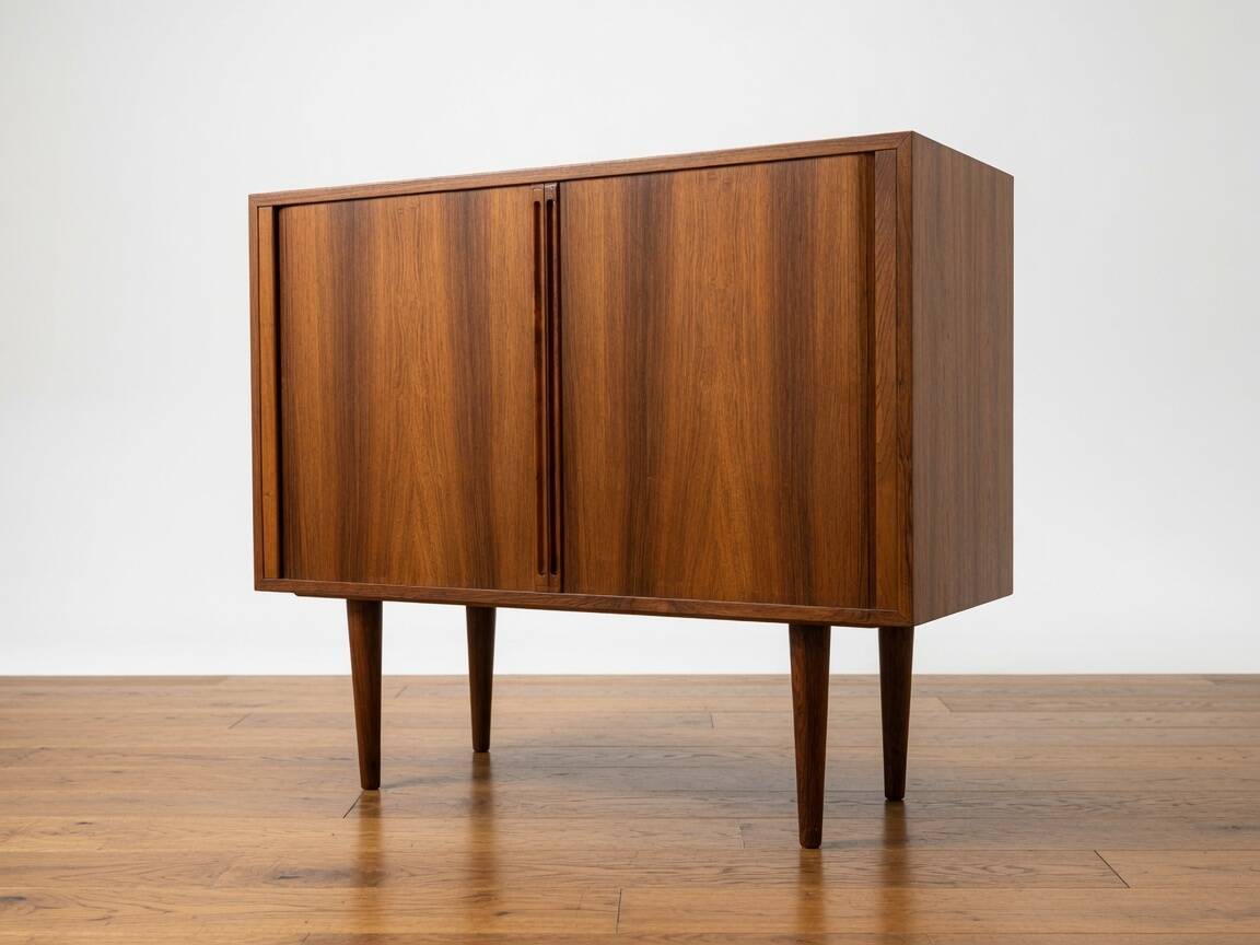 Rosewood Tambour Door Cabinet By Kai Kristiansen For Feldballes