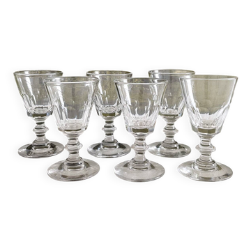 6 antique aperitif wine glasses in crystal "Caton" Saint Louis