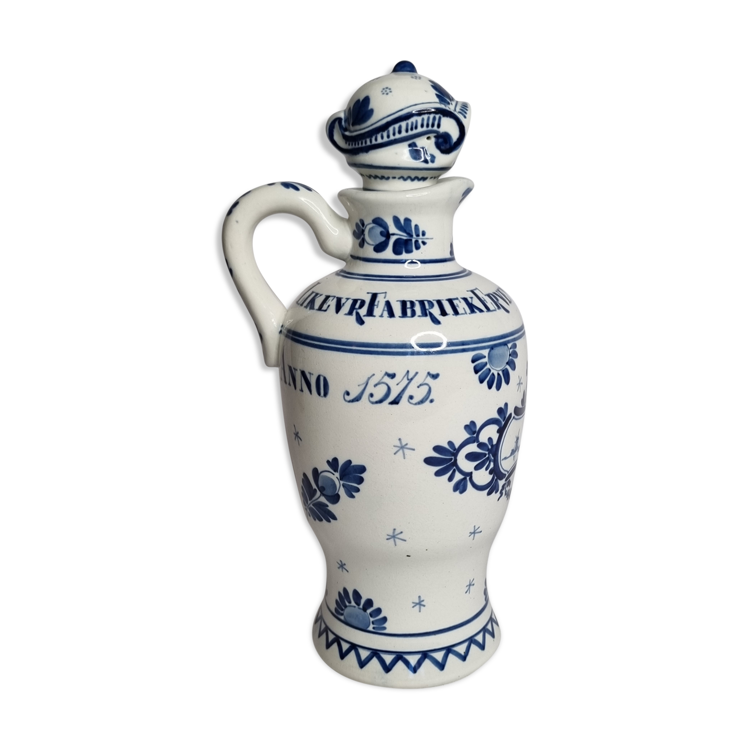 Delft ceramic bottle, Erven Lucas Bols, Amsterdam