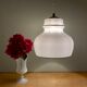 XXL vintage opaline pendant lamp with silver edges