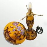 Lampe Champignon en verre multicouche à décor de fleurs