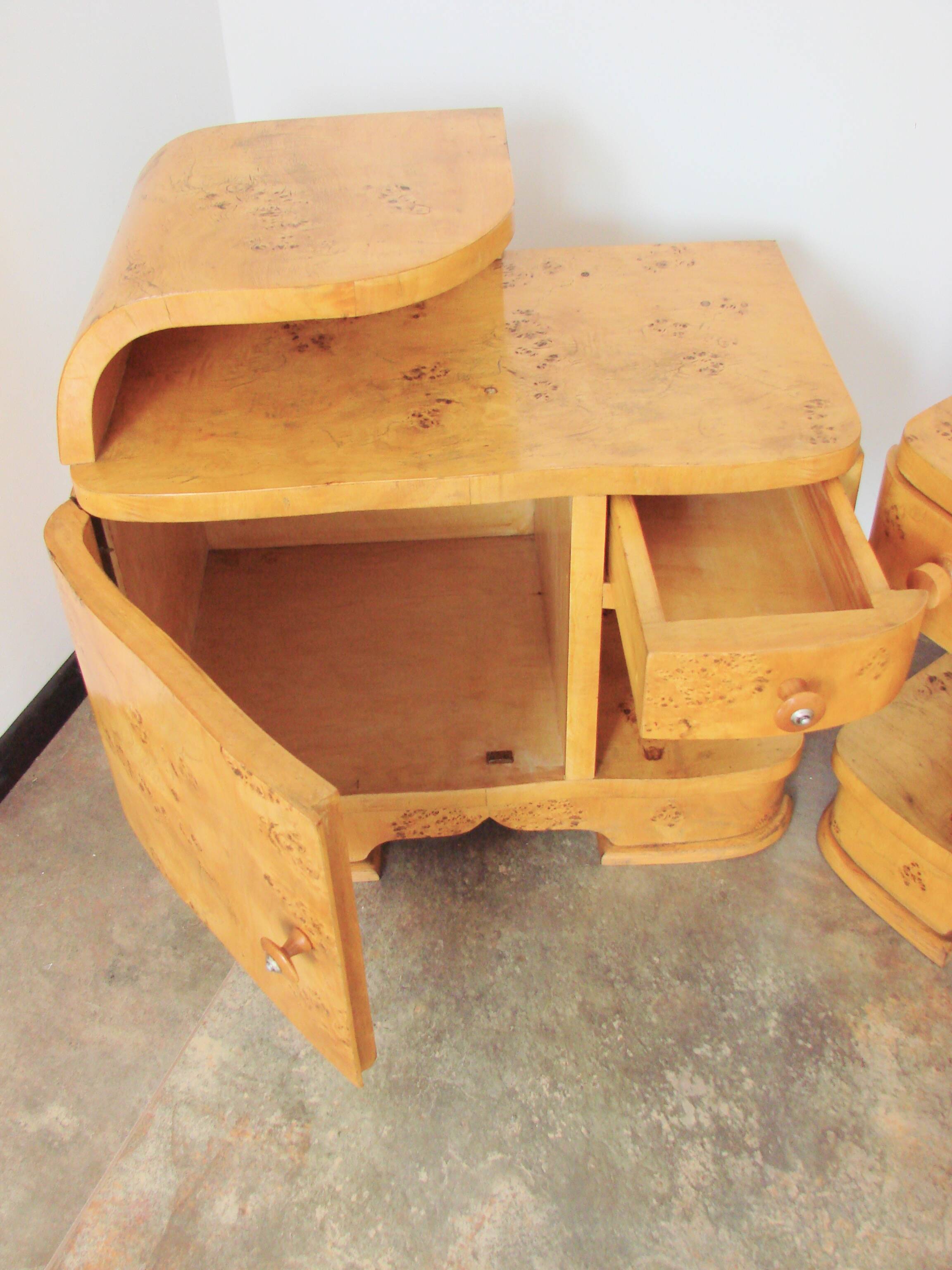 A set of Art Deco bedside tables from the 1940s.