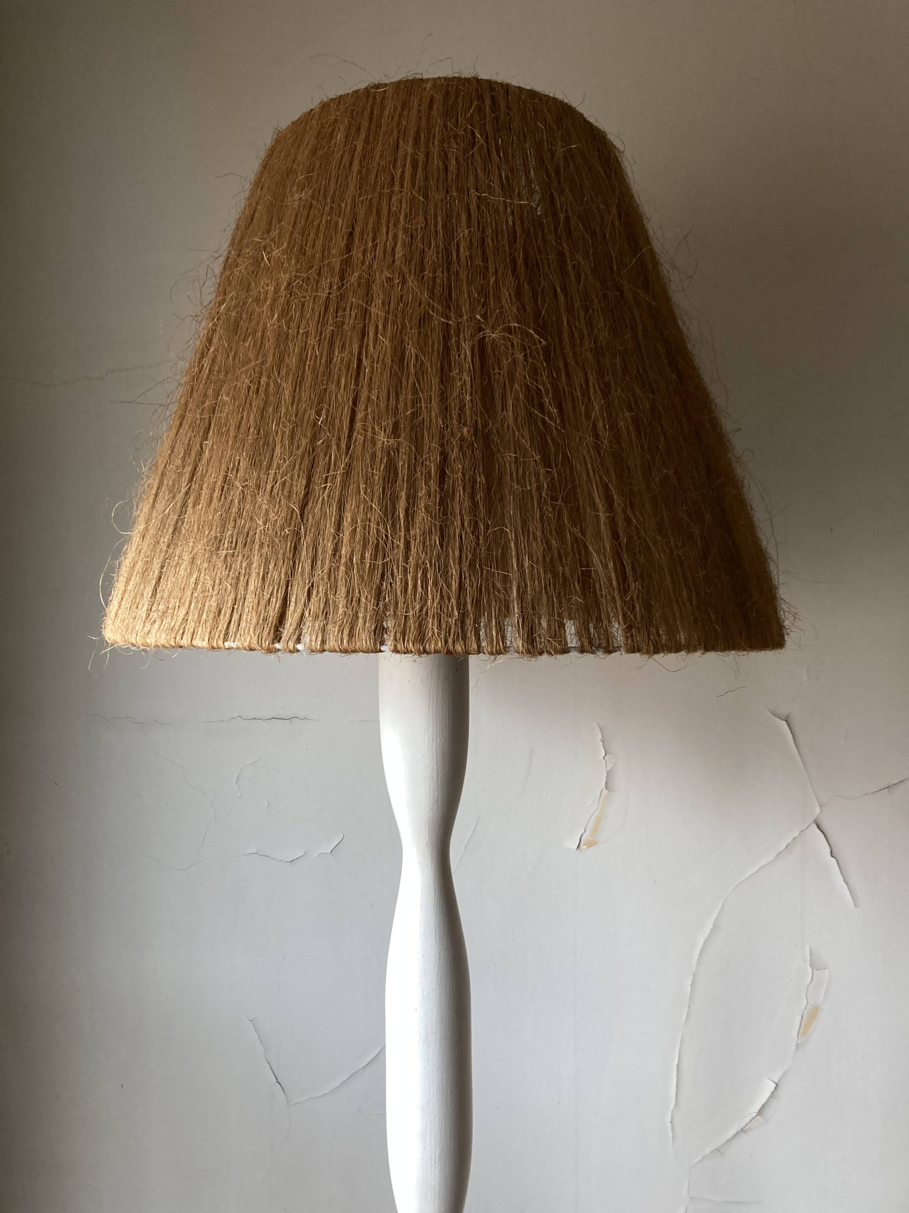 Lampadaire art déco 1950 bois et corde