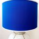 Longwy faience lamp with custom blue shade