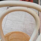 Lot of three Vintage ecru natural cane bistro chairs
