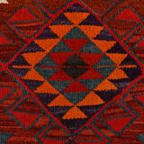 3x12 Wine Red Geometric Vintage Runner Rug, 99x352Cm